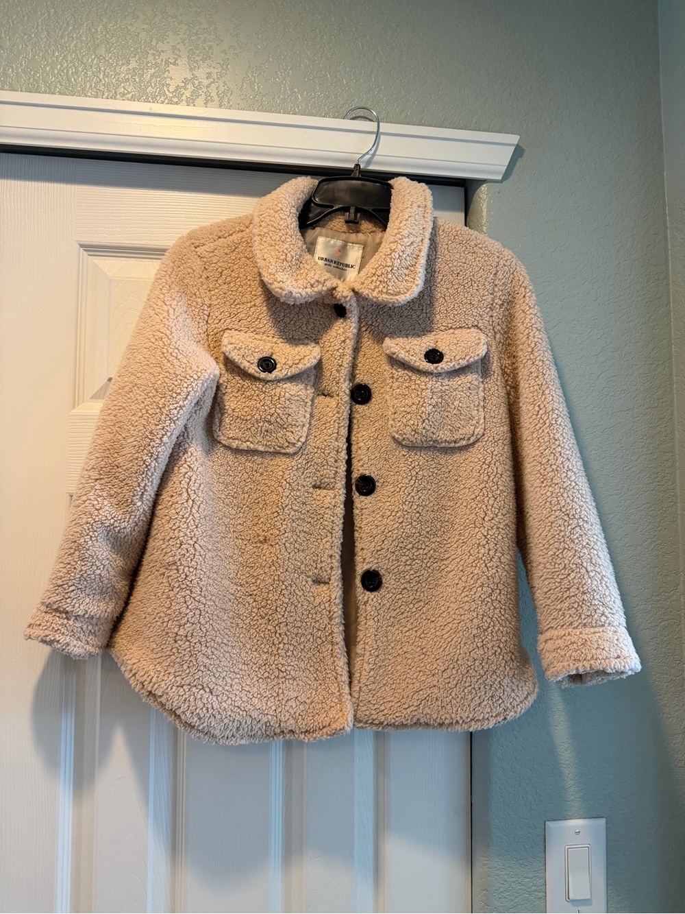 Urban Republic, Kids Plush Teddy Button-Up Jacket, Size M